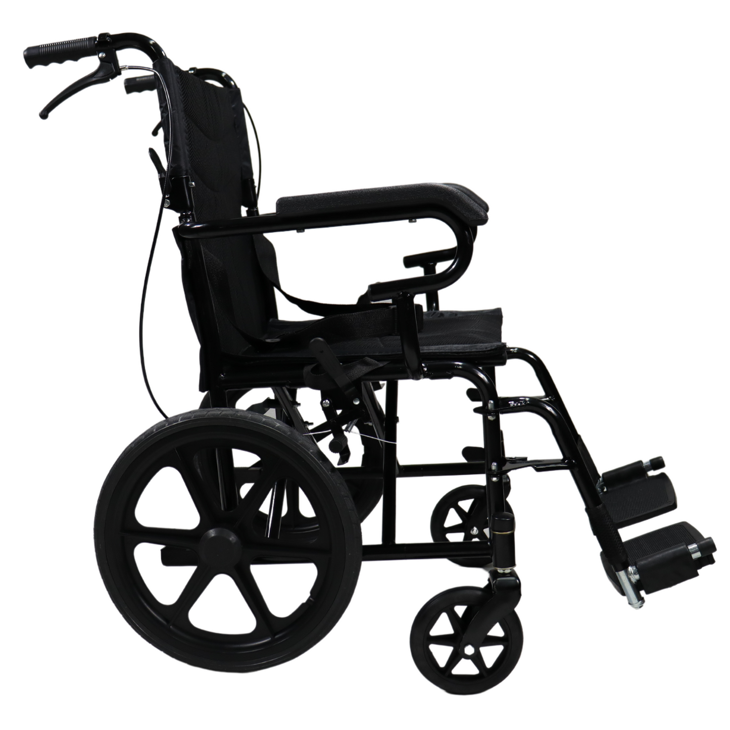Silla de ruedas de traslado ligera básica con freno