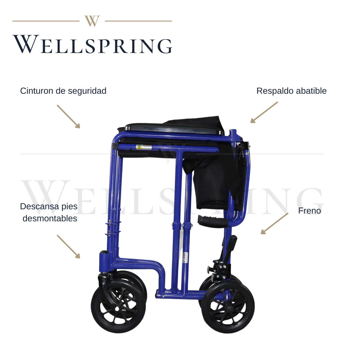 Silla de ruedas de traslado super ligera de aluminio