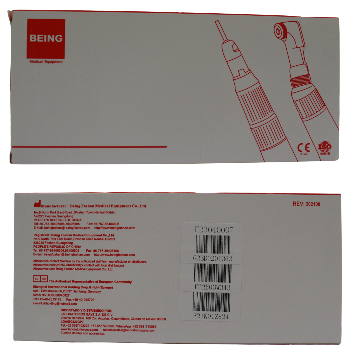 Kit Dental Pieza De Mano Alta Y Baja Velocidad Y Contrangulo