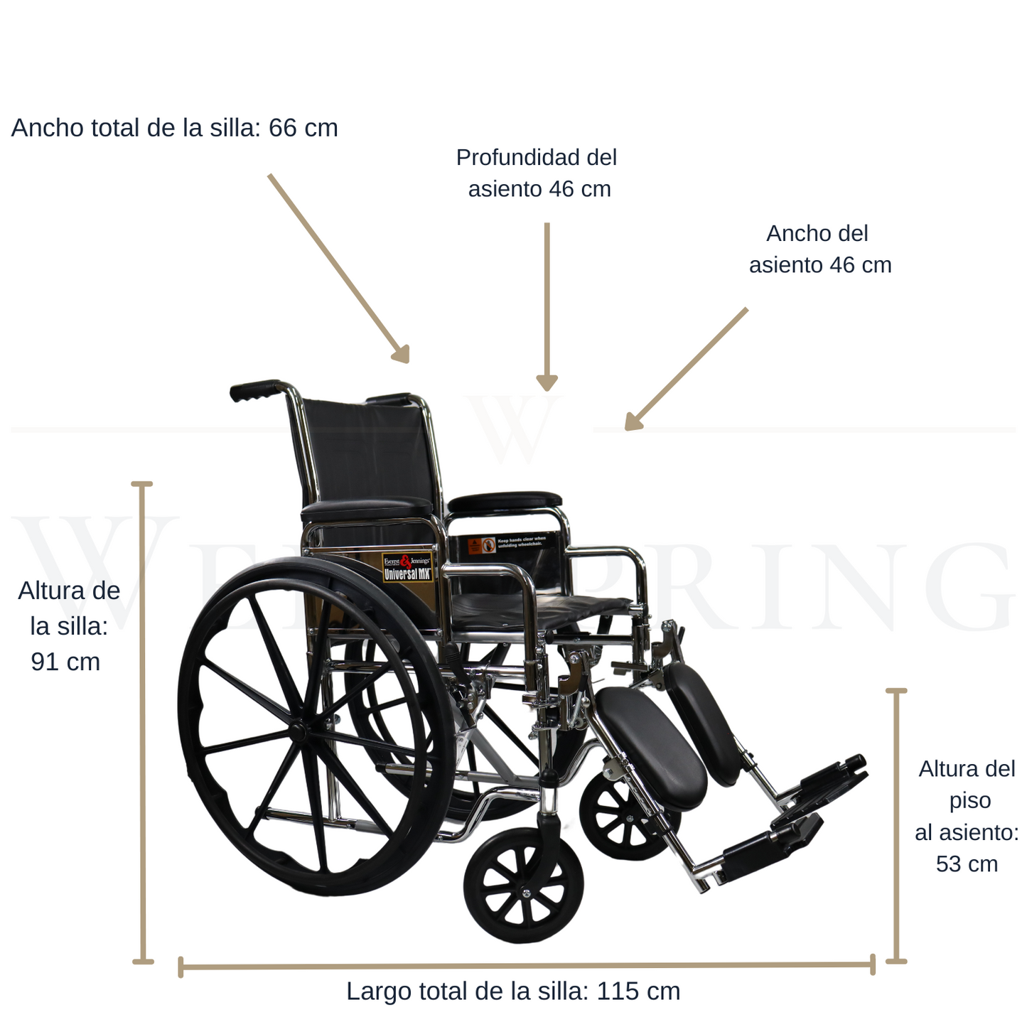 Silla De Ruedas Premium Everest & Jennings Con Eleva Piernas Cromada, Descansa Brazos Desmontable