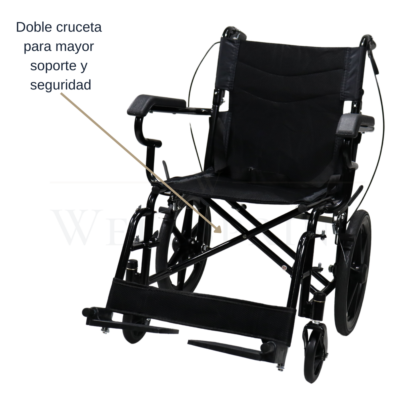 Silla de ruedas de traslado ligera básica con freno