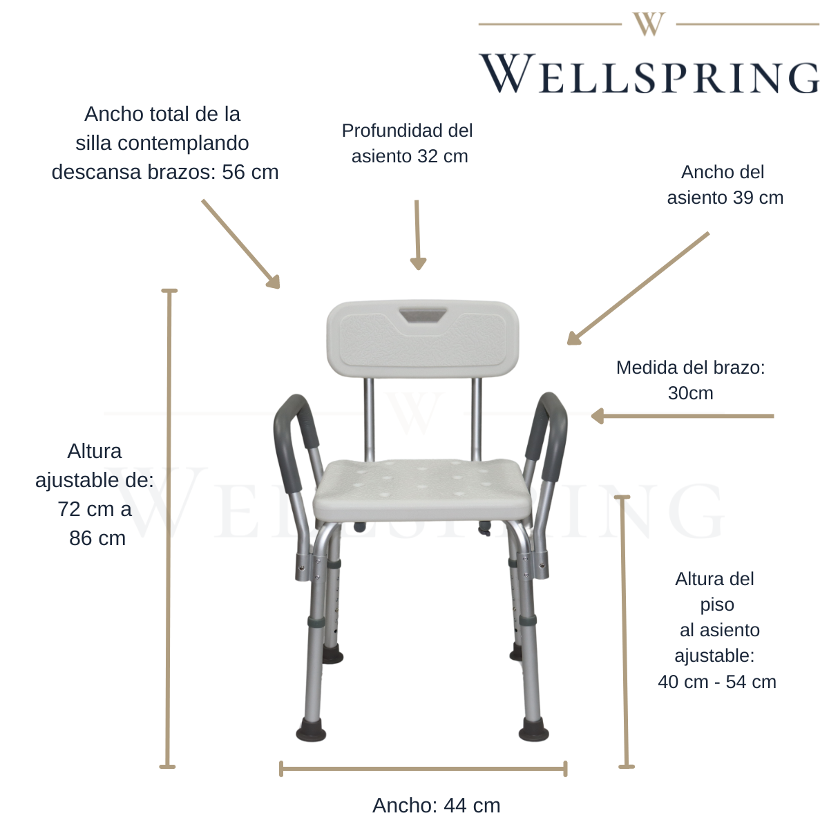 Silla De Ducha Y Baño Con Asiento Y Respaldo Resistente De Aluminio