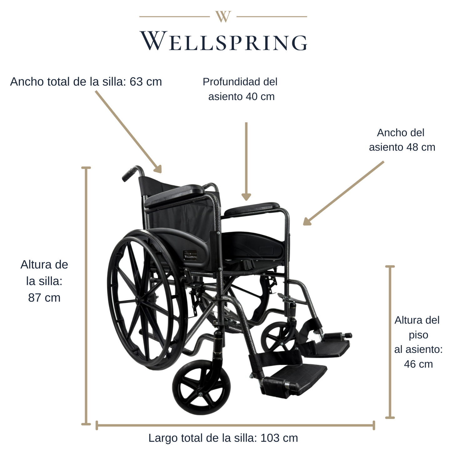 Silla De Ruedas Con Reposapiés Desmontables, Descansa Brazos Fijo, Llantas Solidas WS-2203-SF