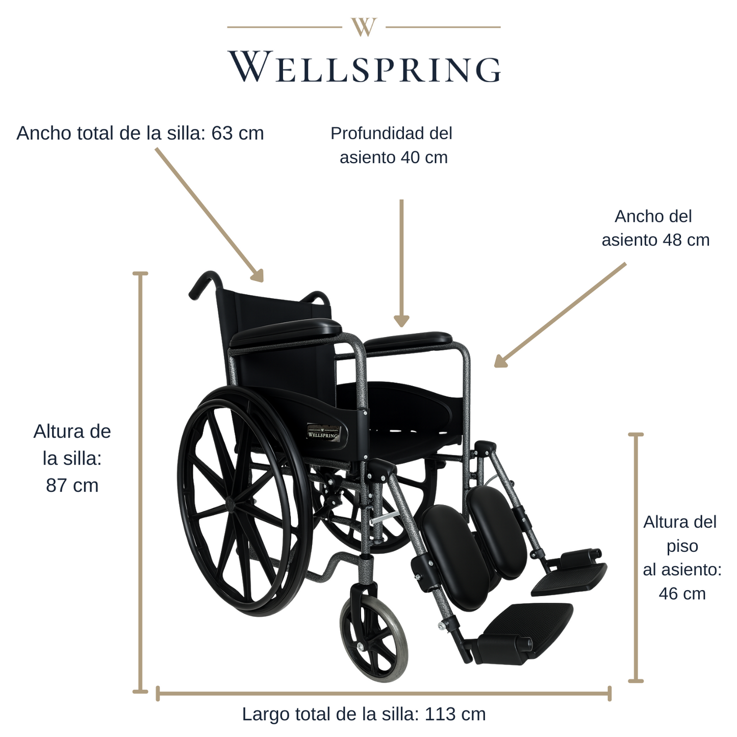 Silla De Ruedas Con Elevapiernas, Llantas Solidas y Desanca Brazos Fijos WS-2203 ELR