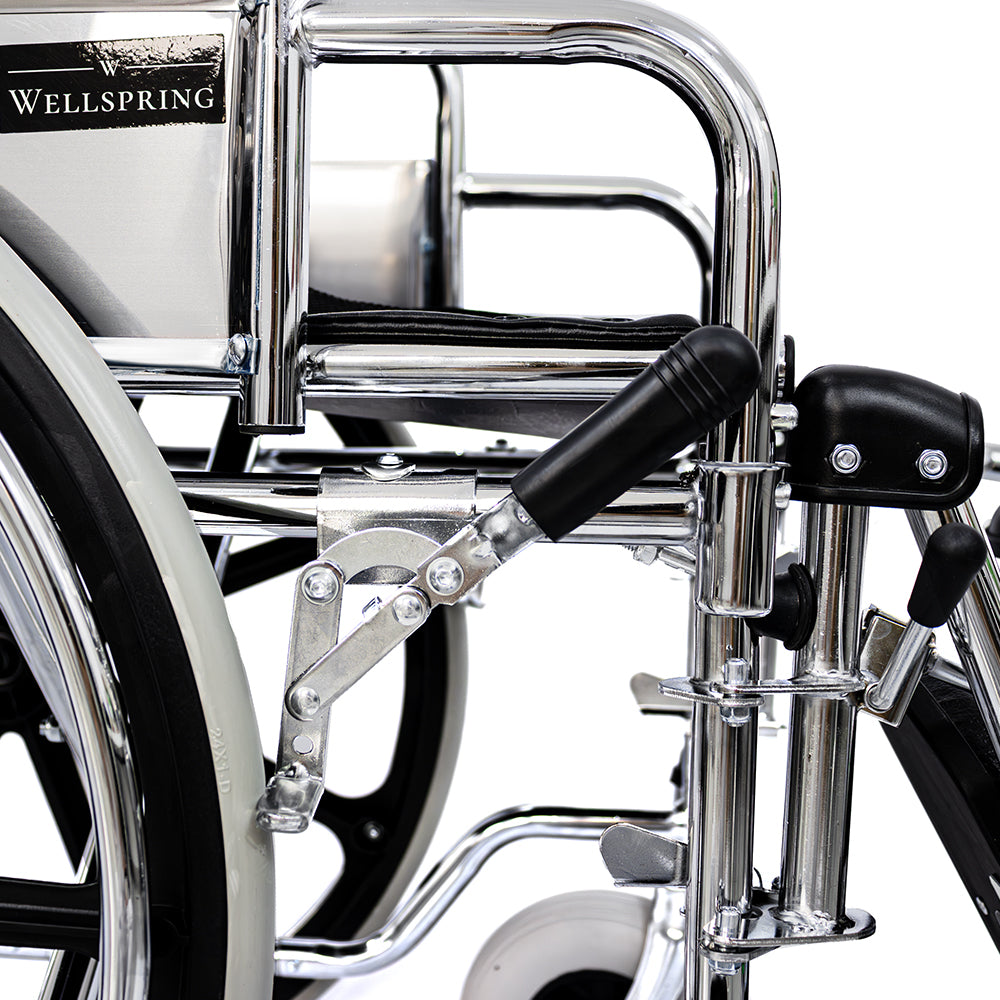 Silla de ruedas cromada con elevapiernas llantas solidas y resistentes WS-4000 ELR