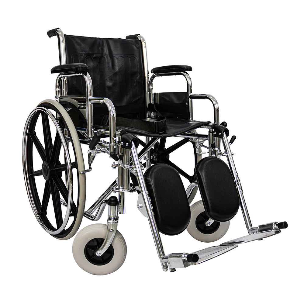 Silla de ruedas cromada con elevapiernas llantas solidas y resistentes WS-4000 ELR
