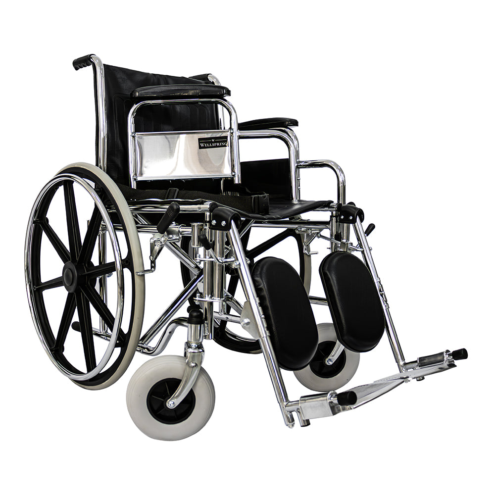 Silla de ruedas cromada con elevapiernas llantas solidas y resistentes WS-4000 ELR