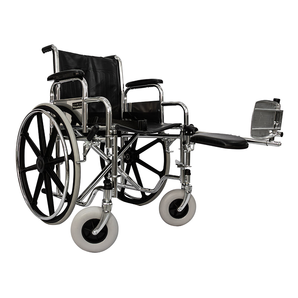 Silla de ruedas cromada con elevapiernas llantas solidas y resistentes WS-4000 ELR