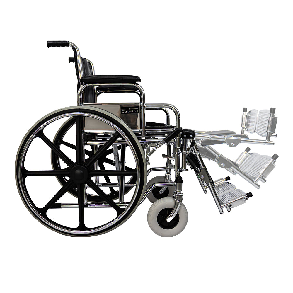 Silla de ruedas cromada con elevapiernas llantas solidas y resistentes WS-4000 ELR