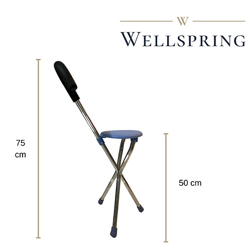 Bastón con asiento plegable de 3 apoyos