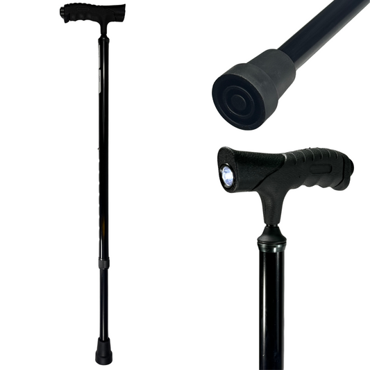 Bastón De Aluminio Con Luz Led Ajustable Y Antiderrapante