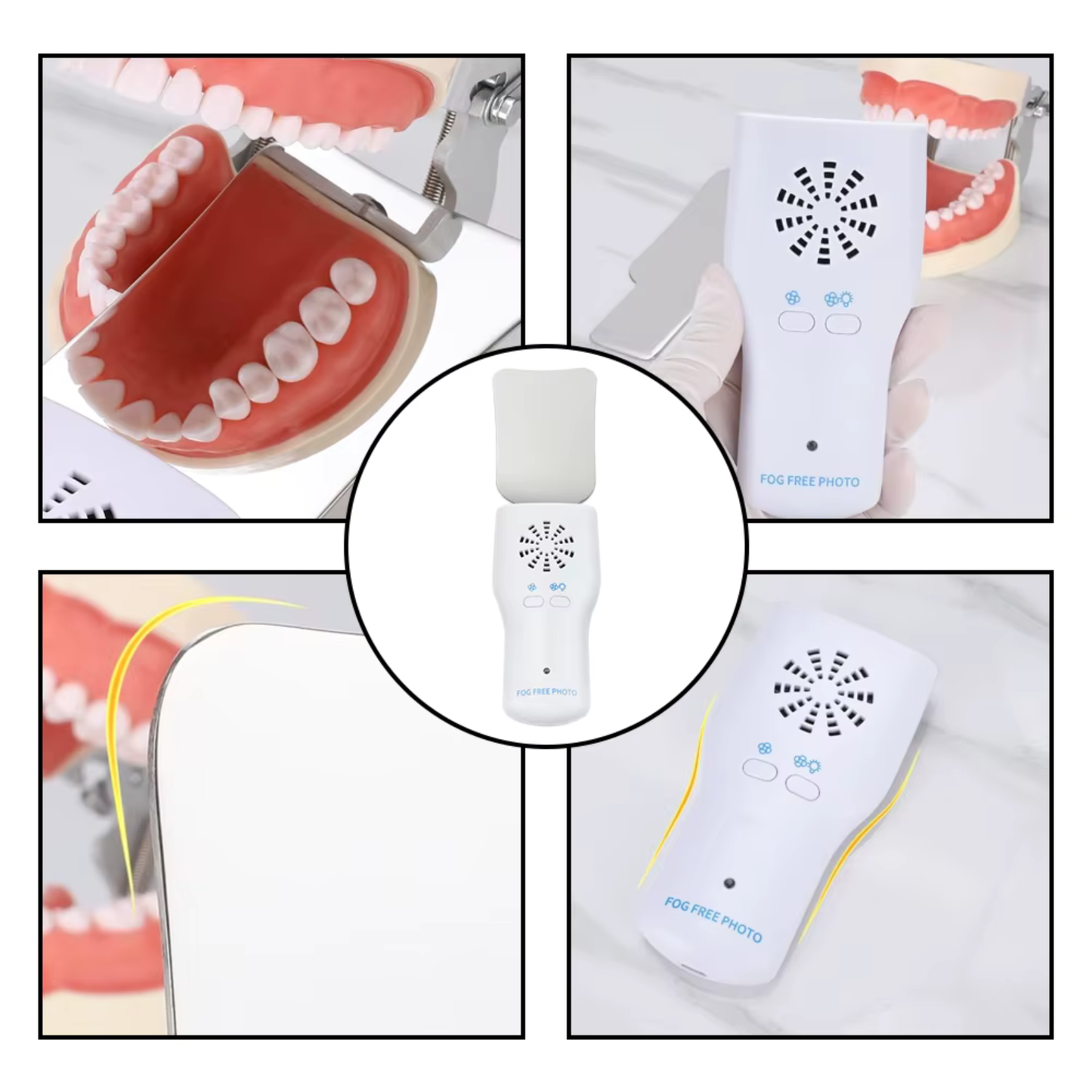 Kit De 4 Espejos Intraorales Dentales Con Luz Led Ventilador