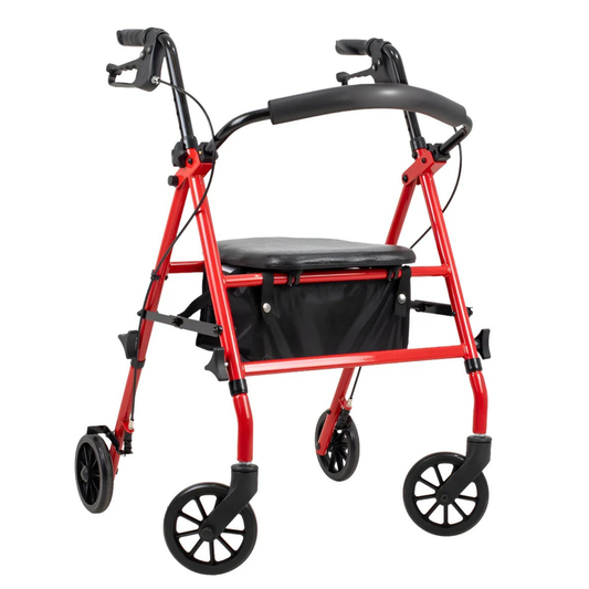Andadera Rollator de Acero Plegable, Ligera cy Fácil de Armar, Con 4 Ruedas y Bolsa Para Guarda Objetos