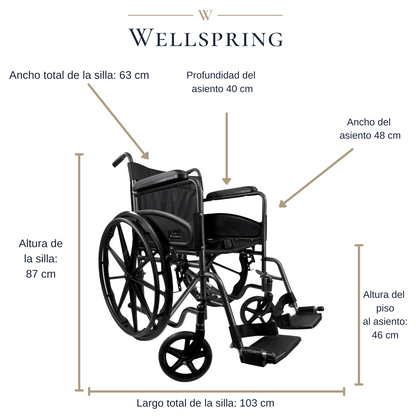 Silla De Ruedas Con Reposapiés Desmontables, Descansa Brazos Fijo, Llantas Solidas WS-2203-SF