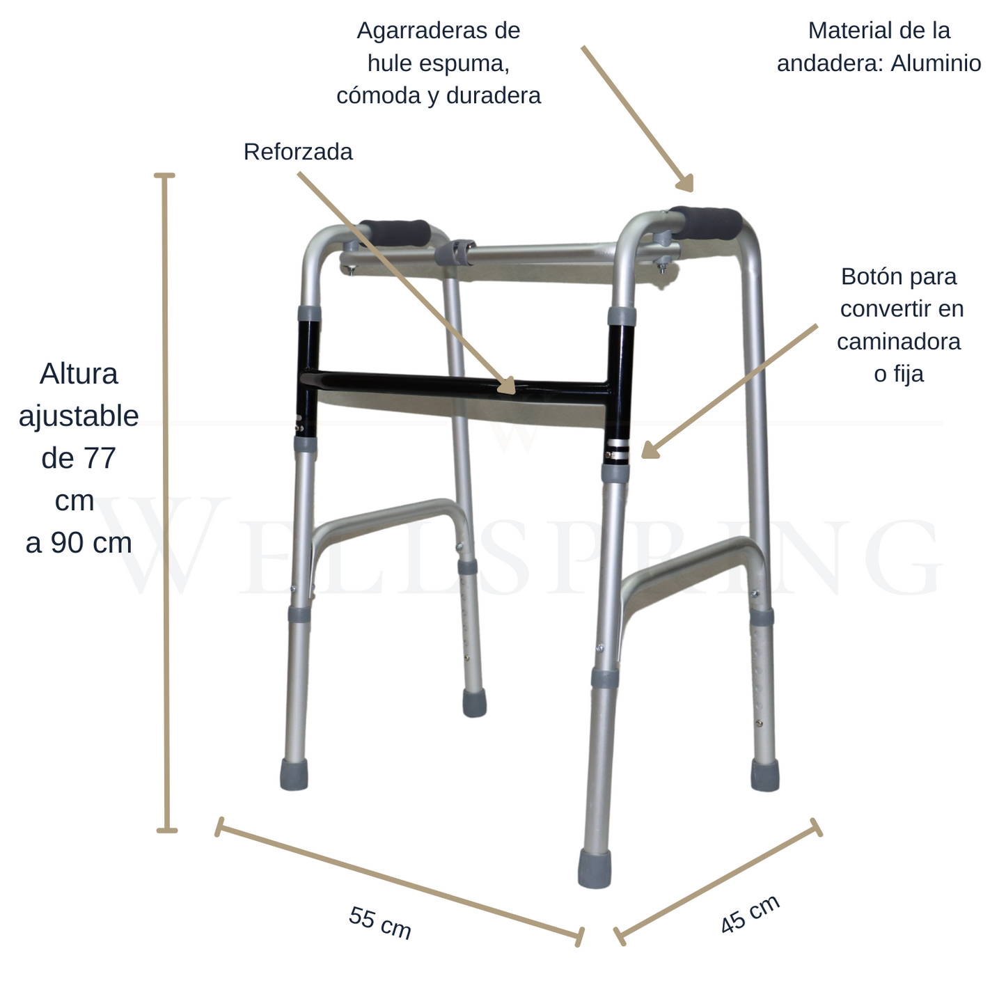 Andadera Ortopédica Para Adultos Ajustable 2 En 1