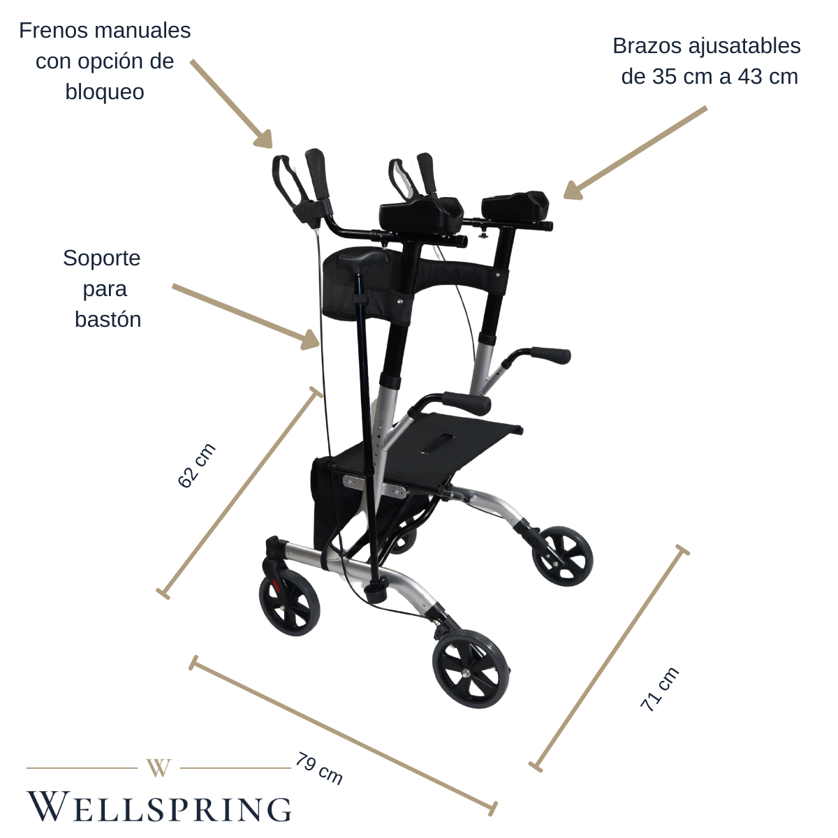 Andadera Vertical Upright Rollator 2 Funciones Aluminio