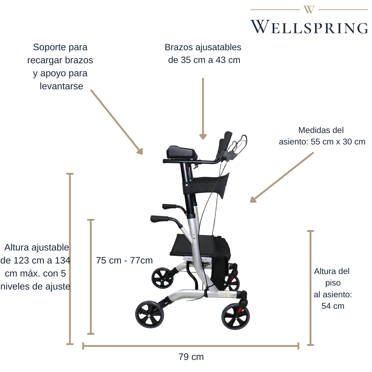 Andadera Vertical Upright Rollator 2 Funciones Aluminio