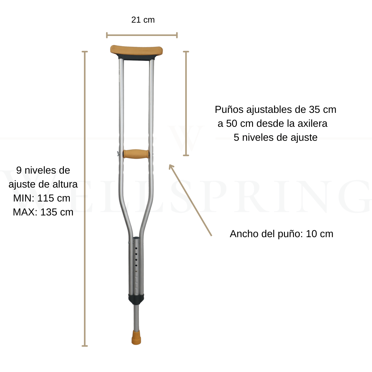 Muletas Axilares Ajustables Aluminio Reforzado Gomas Premium