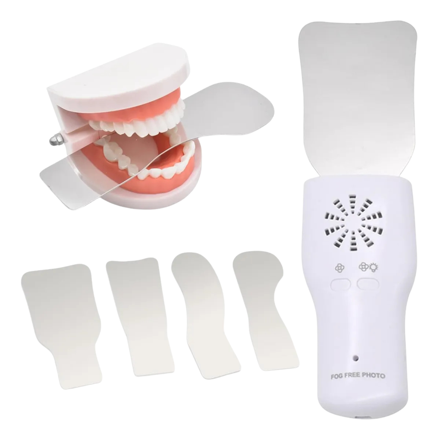 Kit De 4 Espejos Intraorales Dentales Con Luz Led Ventilador