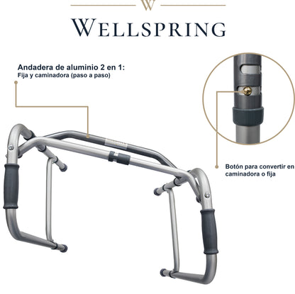 Andadera de Aluminio Plegable Ligera Altura Ajustable Dos Funciones