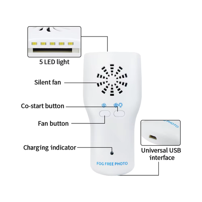 Kit De 4 Espejos Intraorales Dentales Con Luz Led Ventilador