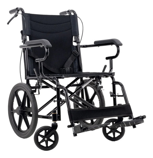 Silla de ruedas de traslado ligera básica con freno